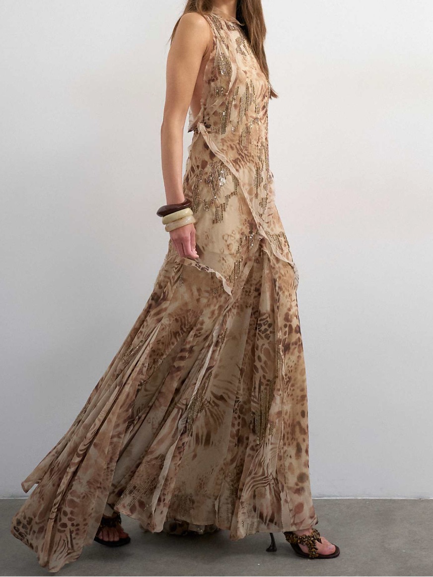 Topshop Premium Embellished High Neck Maxi Dress
